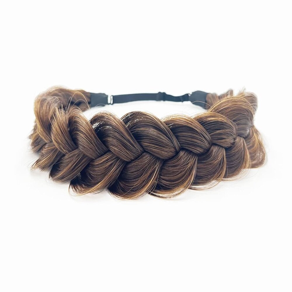 Synthetic Hair Braided Headband Wide Strands Wedding Fluffy Hair Accessory